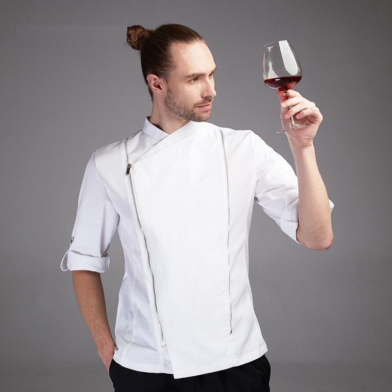 Hotsale sommer kortermet kul pustende kokkeskjorte herre unisex restaurantuniform hvit hotelluniform hotelluniform