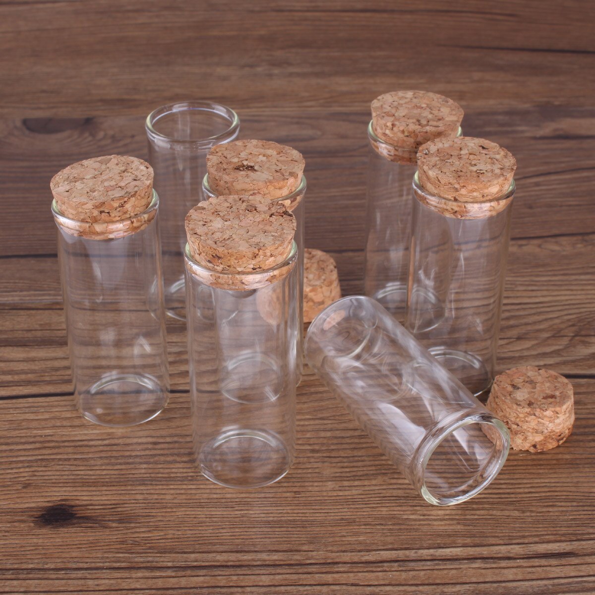 15ml/25ml/30ml/35ml/40ml/45ml/50ml/55ml/60ml/80ml/100ml små provrör i glas med korkpropp flaskor burkar injektionsflaskor 24 st