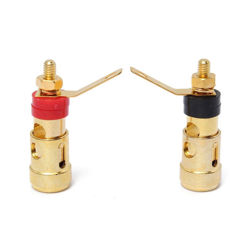 LEORY 2 Pcs Brass Speaker Binding Post Gold Plated Spring Loaded Press Terminal Connectors 40 mm