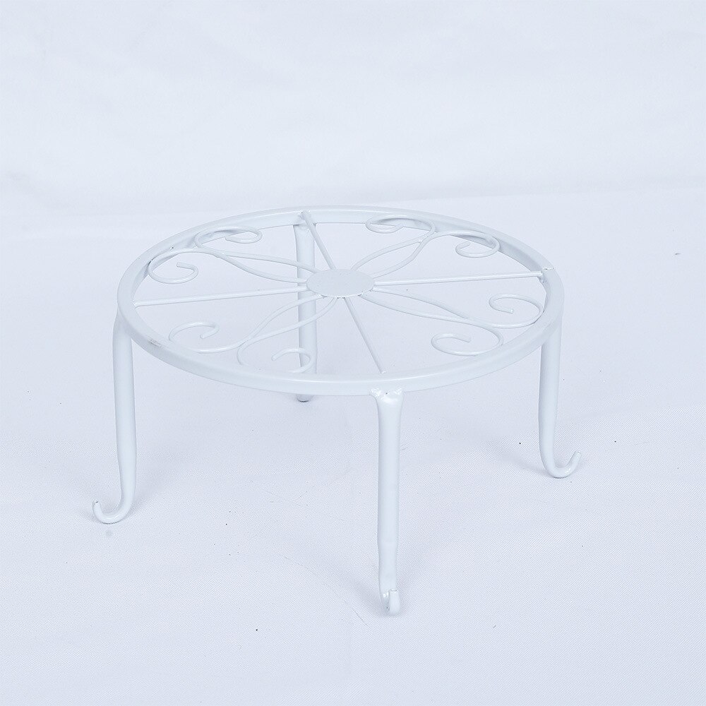 Présentoir rond en fer forgé, pour pots de fleurs, 3 tailles, présentoir rond pour bastion, plantes de jardin, Balcon porte-fleurs: White Medium