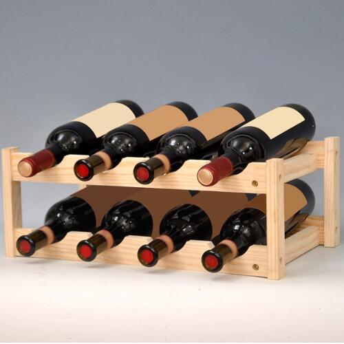 12 flasker rødvin rack diy flaskeholder ølstativ hvile køkken bar massivt træ hjem kabinet hotel bar opbevaring hylde display: 2 etage
