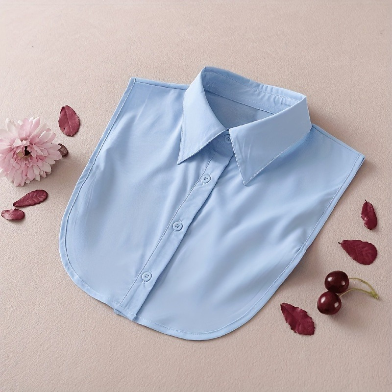 A detachable striped collar shirt vest with a pointed collar to prevent exposure and multifunctional decoration: Bleu