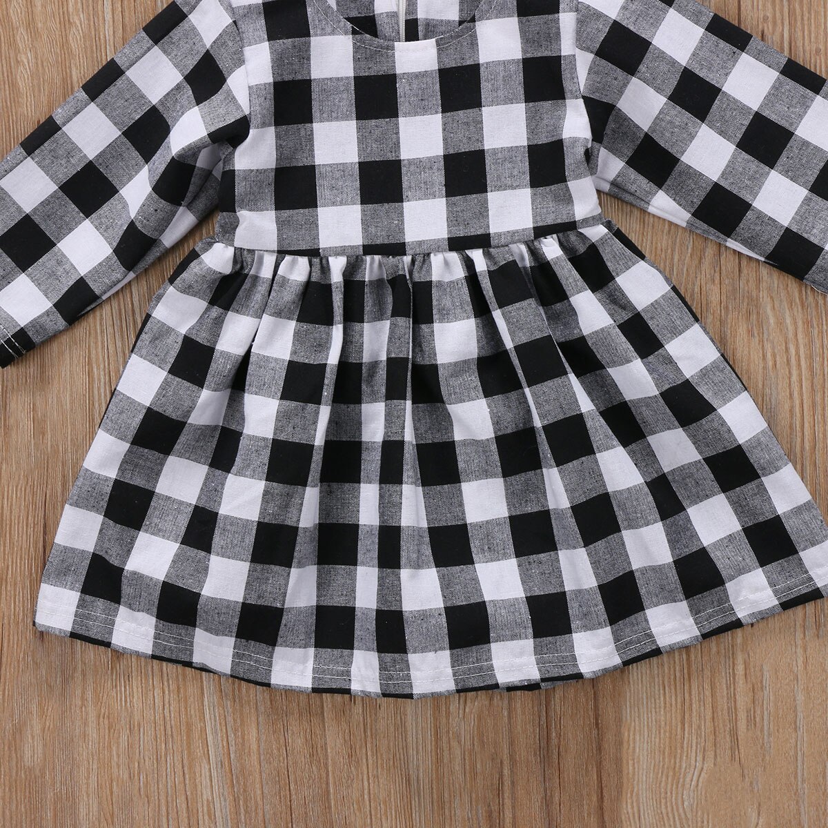 Herfst Lente Stijl Mode Zwart Wit Plaid Meisje Jurken lange Mouwen Baby Kids Kleding Casual Meisje Jurk Vestidos