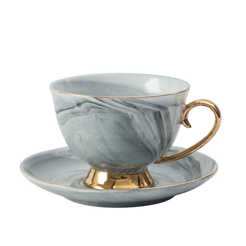 Slant Collections Tazza Da Tè E Piattino In Ceramica "She's Whiskey" - Rosa E Oro Con Motivi Floreali - 5