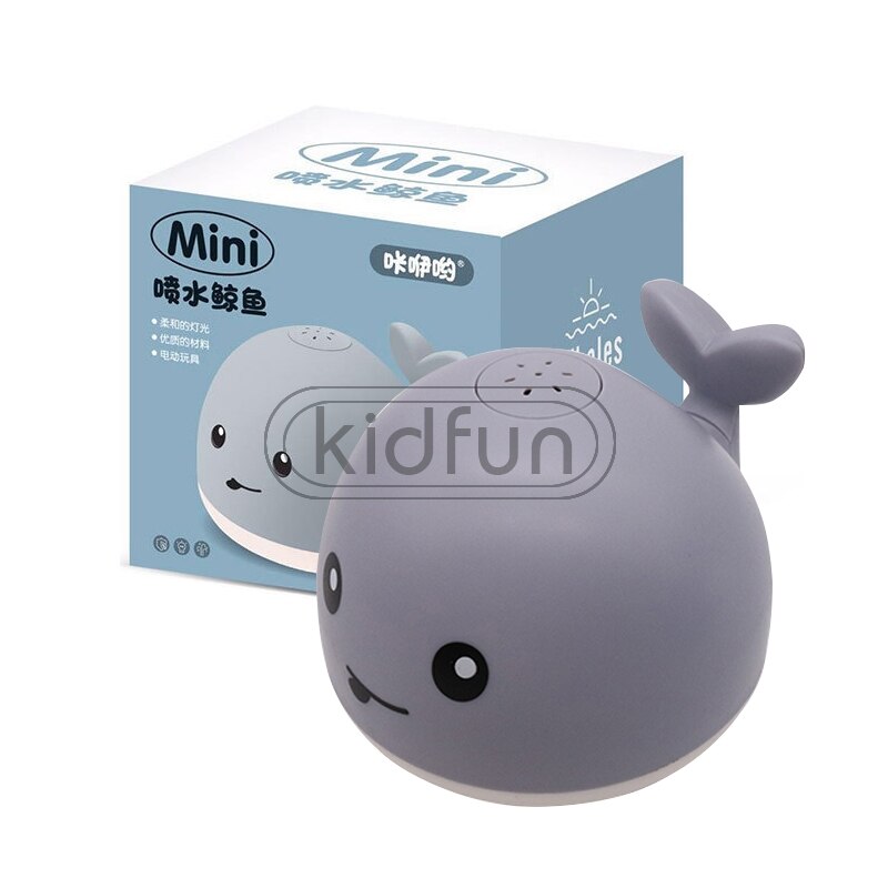 Baby Bath Toys Spray Water Whale LED Light Up Bath Toys for Kids Electric Whale Induction Water Spay Ball Bathroom Bathtub Toys: Gray Whale n box