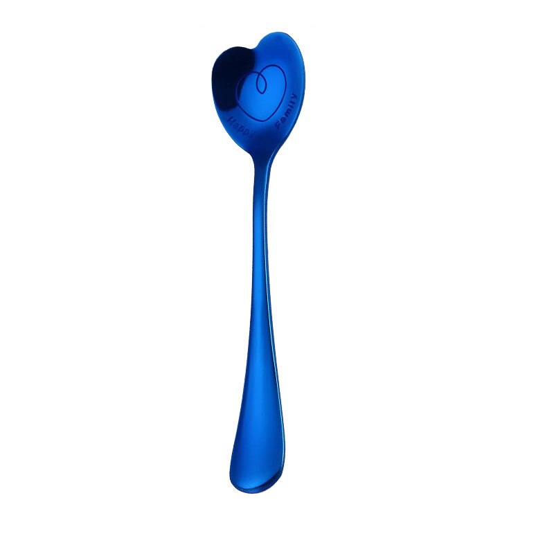 En forme de coeur amour Couple cuillère créative en acier inoxydable café thé Dessert Stiring cuillère arc-en-ciel noir 1 pièces: 13