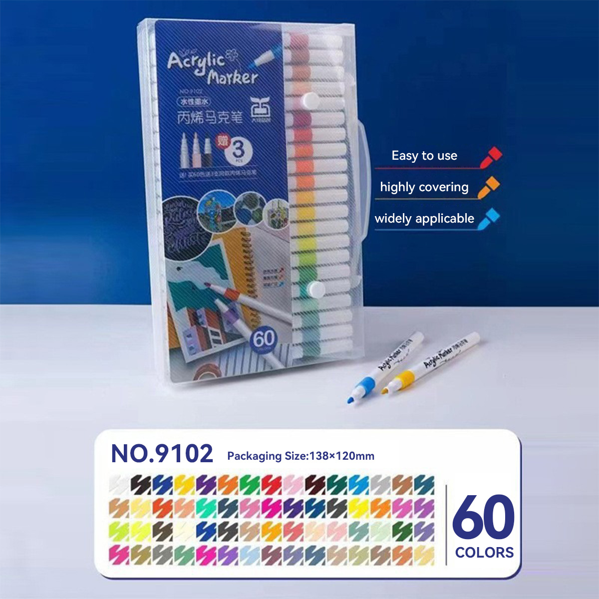 12/24/36/48/60 Color Water-based Acrylic Marker Pe... – Grandado