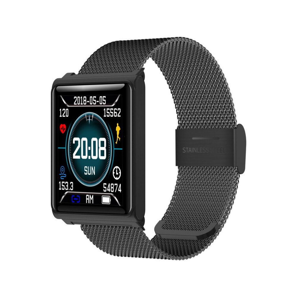 N98 Smart Armband Bluetooth IP67 Waterdicht Polsbandje Hartslagmeter Bloeddruk Smart Horloges Voor Mannen Vrouwen: bklck steel Strap