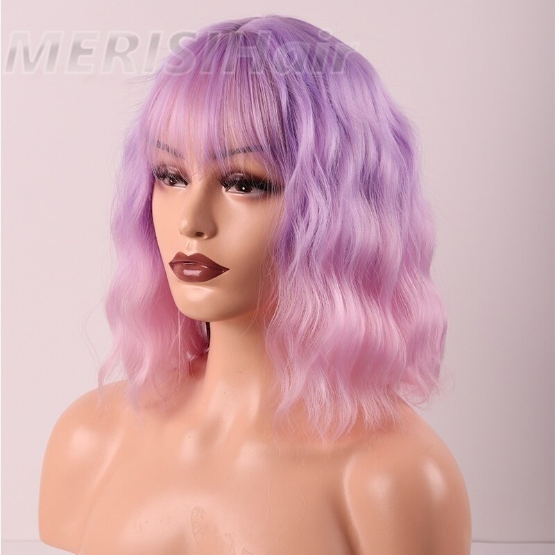 Linghang kortbølgebånd pannelugg parykk 15 farger høytemperatur syntetisk parykk egnet til hvite/svarte kvinner: 203c-55c