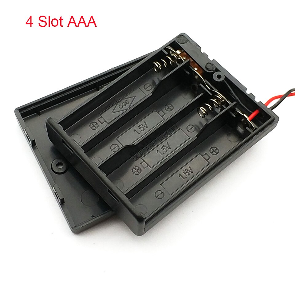 1Pcs AAA Battery Holder Case Box With Leads With ON/OFF Switch Cover 2 3 4 Slot Standard Battery Container: 4 Slot