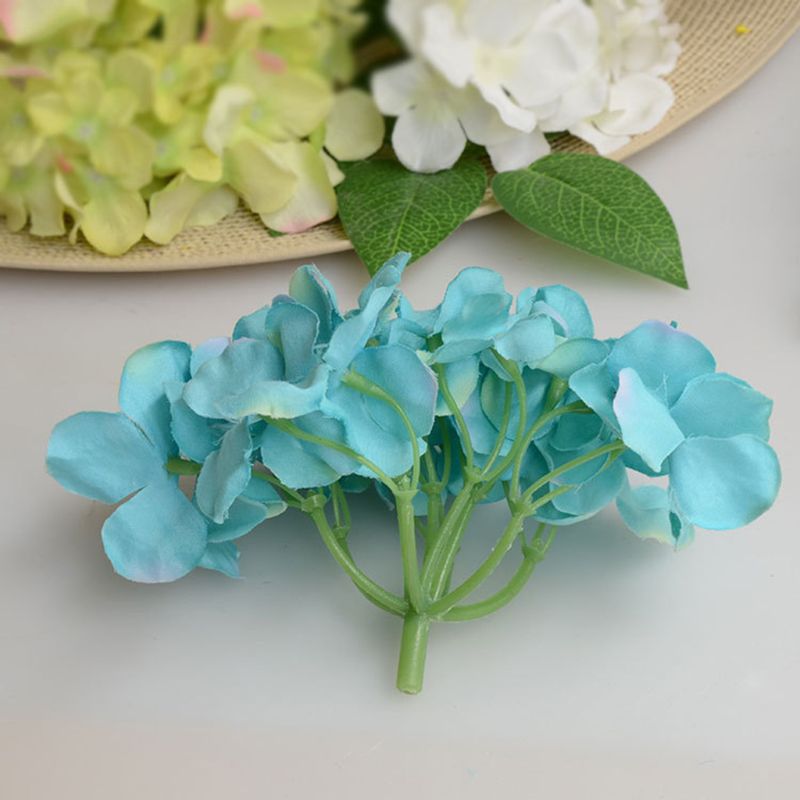1pc 15cm- blomster hortensiahoveder og 12cm / 25cm / 33cm plaststængler til diy buket hjemmelavet bryllupsfest dekoration