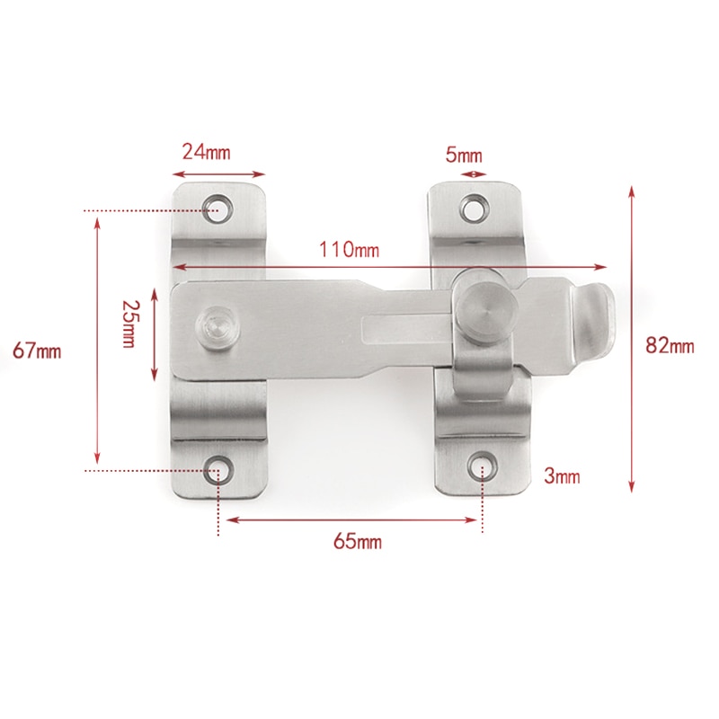 Newly Thickened Stainless Steel Latch Security Wooden Door Sliding Door Latch XSD88