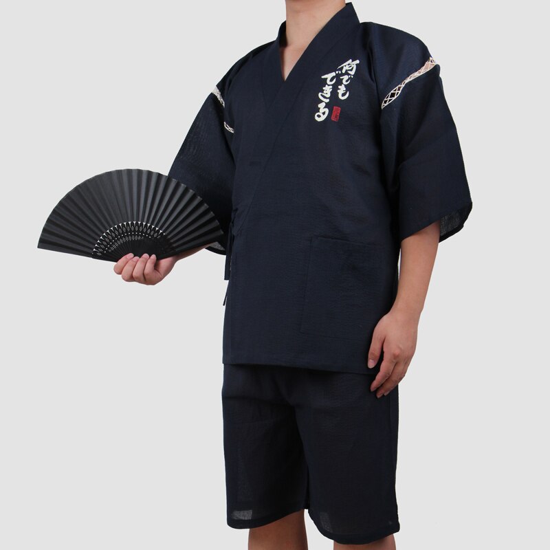 männer 95% Baumwolle Yukata Kimono Anzug Männer Japan Traditionellen Atmungsaktive Pyjama einstellen Sommer Bademantel mit kurze Hose A52505
