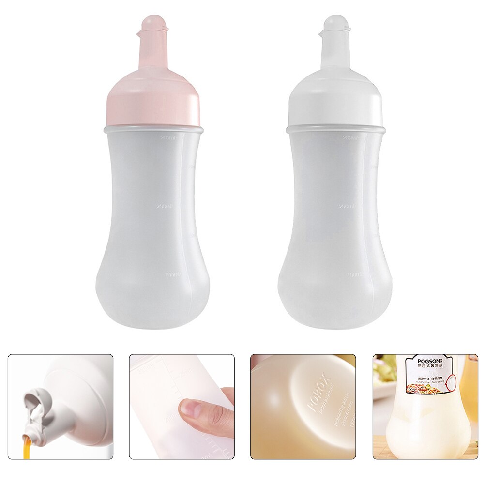 2Pcs Jam Squeeze Bottles with Scale Squeeze Jam Bottles Ketchup Storage Bottles