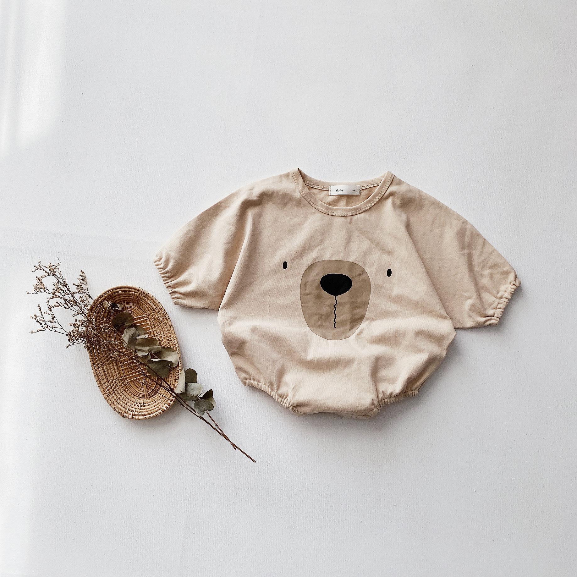 Body mignon pour bébés filles | Combinaison à capuche avec petits oursons et oreilles, vêtements pour bébés filles: apricot short sleeve / 12M