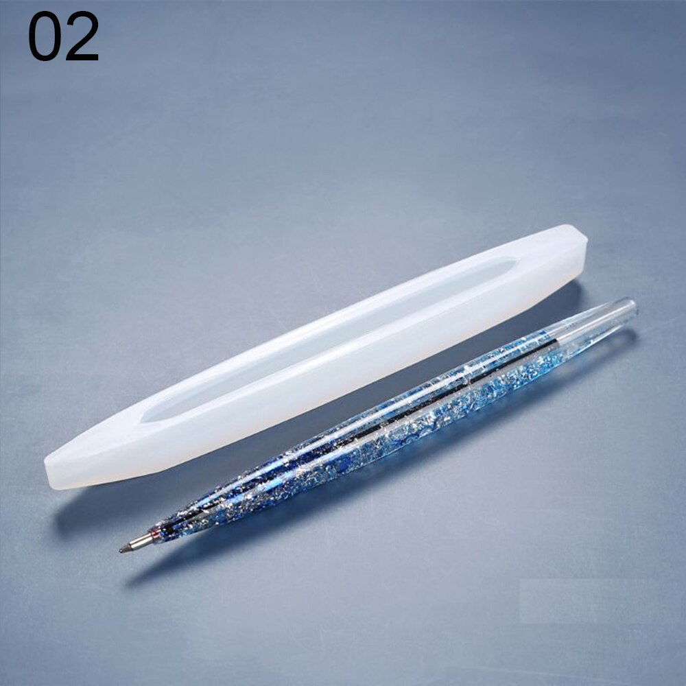 Bolígrafo de silicona hecho a mano, molde de fundición de resina epoxi transparente UV, soporte para bolígrafo, suministros para manualidades de arte DIY: 2