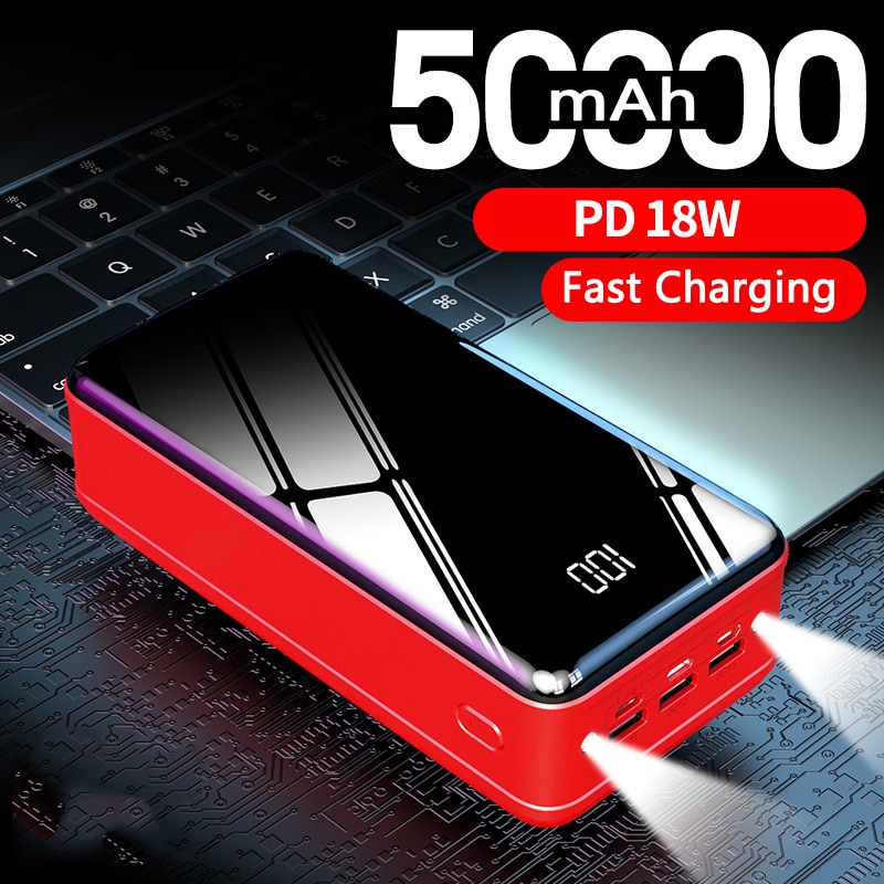 30000mAh 40000mAh 50000mAh Powerbank with Flashlight Portable Charger External Battery Poverbank For iPhone 11 Xiaomi Power bank