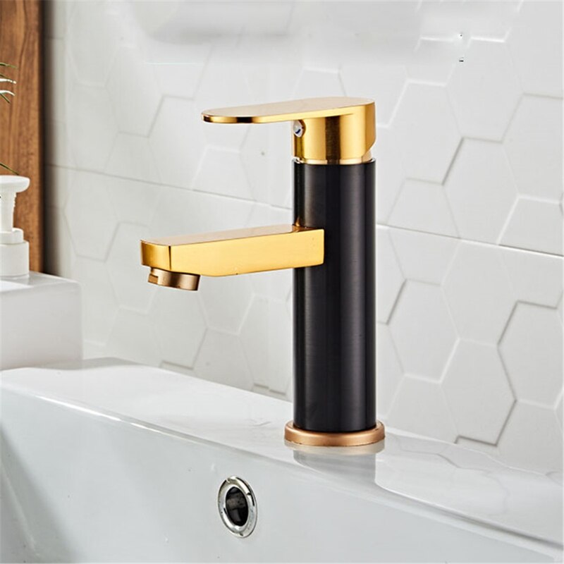 Aluminum Basin Faucets Black Gold Bathroom Sink Washbasin Tap Single Hole X4YD