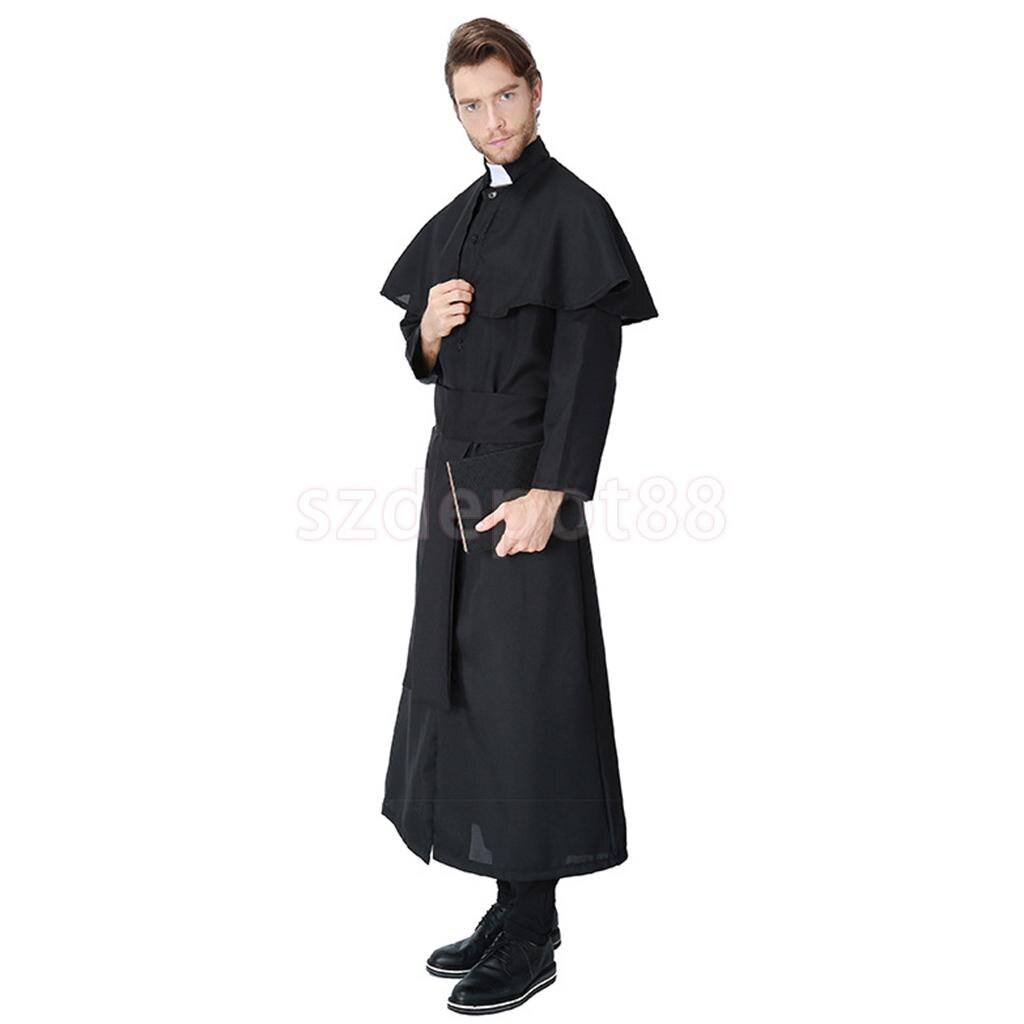 Halloween cosplay de sacerdote traje mujeres hombres capa Iglesia padre Vicar traje religioso Missionary Set Stag Night Suit