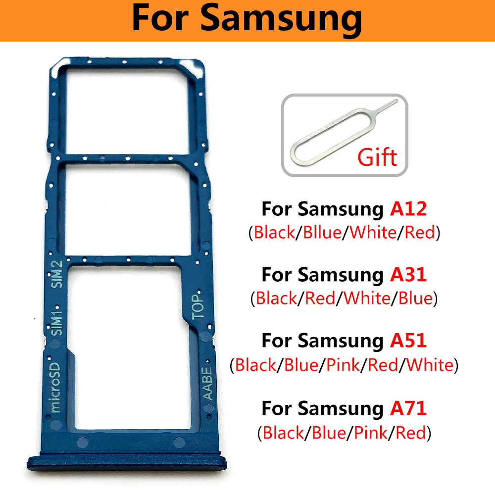 Dual-Card Sim Tray Holder For Samsung Galaxy A12 A31 A51 A71 A125F SIM Card Tray Slot Holder Adapter Socket Repair Parts