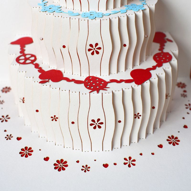 3D Pop Up Cartões Postais Do Bolo de Feliz Aniversário Cartões Convites com Envelope