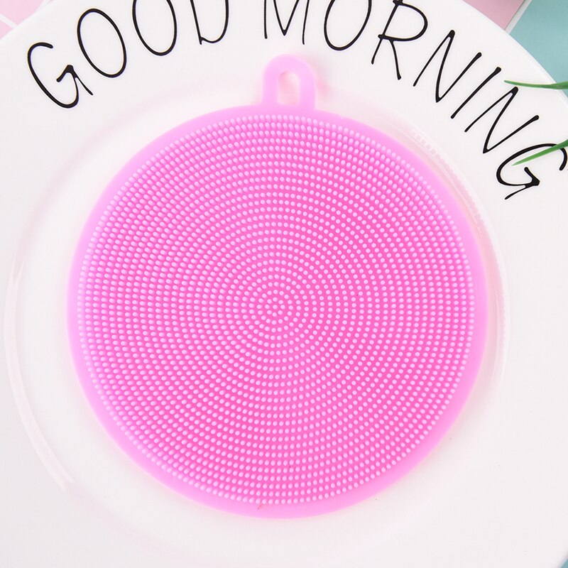 Zachte siliconen afwas kom pot pan schoonmaaksponzen schuursponsjes magische schoonmaakborstels kookgereedschap keukenaccessoires: Roze