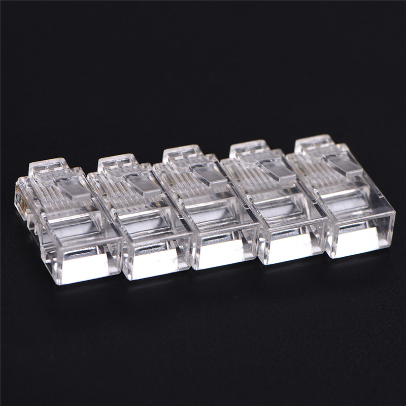 50 pces rj45 cat5 cat5e cat6 plug adaptador rede de cristal conector modular 8p8c para computadores