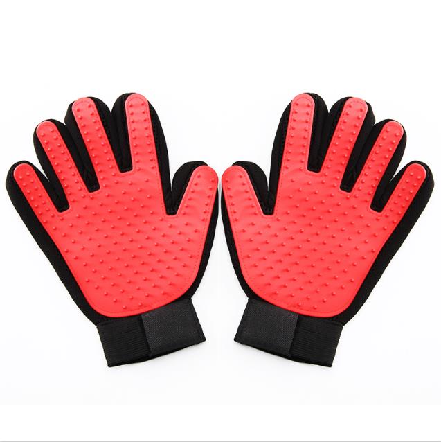 Kat Grooming Deshedding Borstel Handschoen Hond Zachte Efficiënte Back Massage Vacht Wassen Baden Kam hond Borstel: RED-1 pair