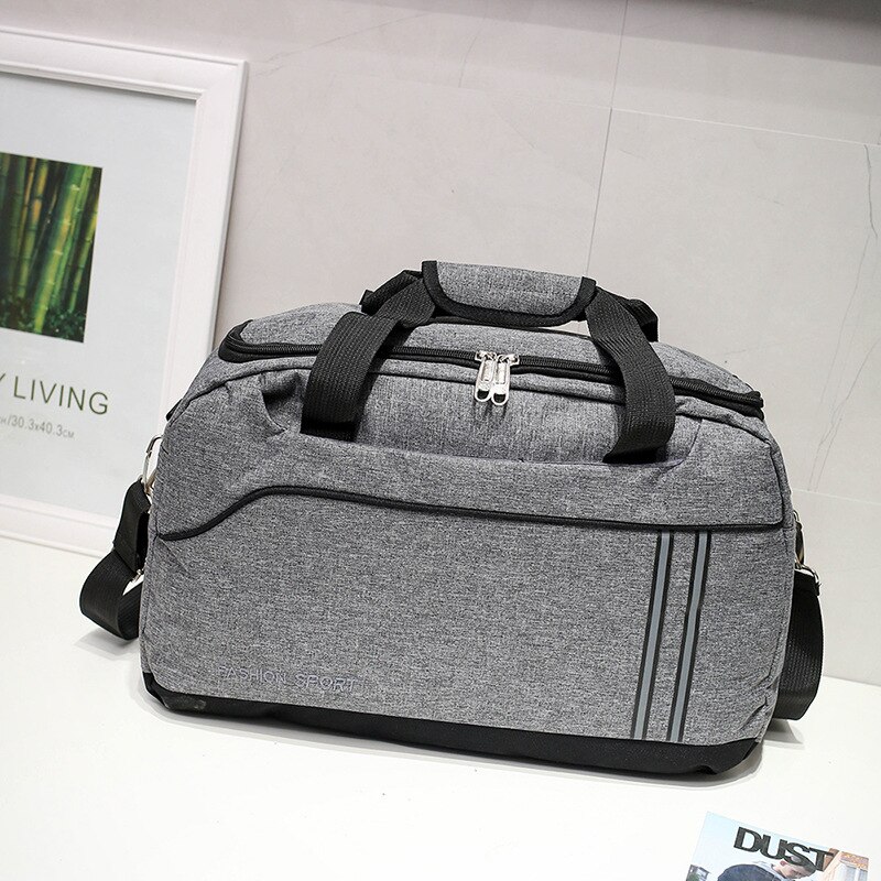 Korean-style Hand Travel Bag Men's Shoulder Duffle Bag Large Capacity Travel Sports Bag Fitness Packaging Sling Bag: Gray