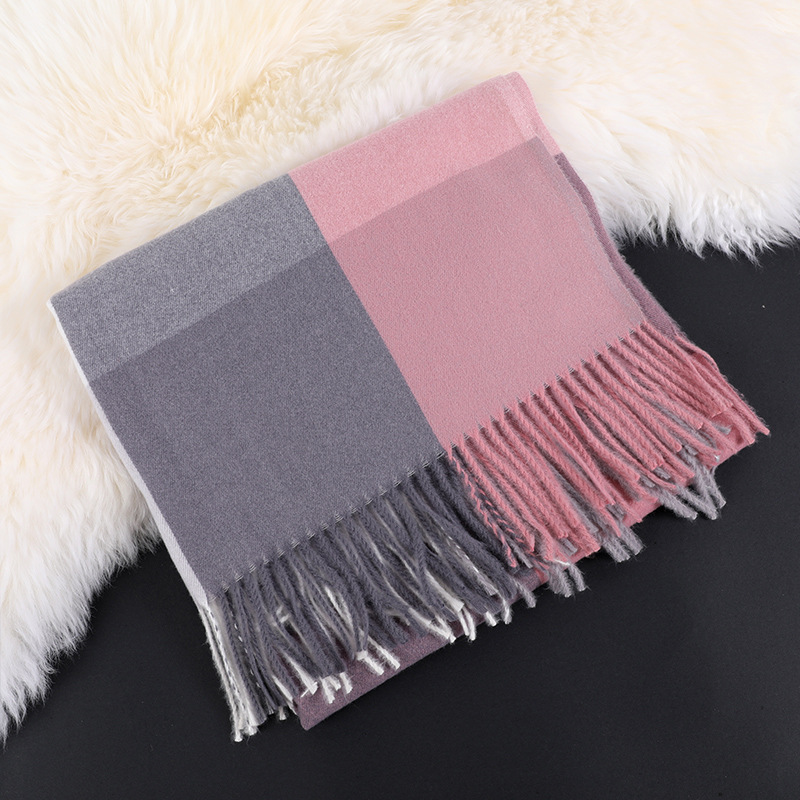 Strikk vinter skjerf til kvinner kashmirlignende pashmina sjal pakke inn geometrisk kvinnelig varmt teppe skjerf skumring stjal: Farge 2