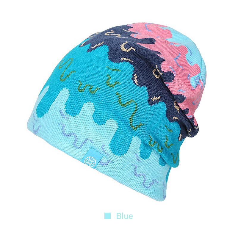 Vinterkeps gorros snowboard vinter skridskohattar flerfärgade varma mössor huvud varmt för män kvinna vår höst hatt skidhatt: Blå rosa