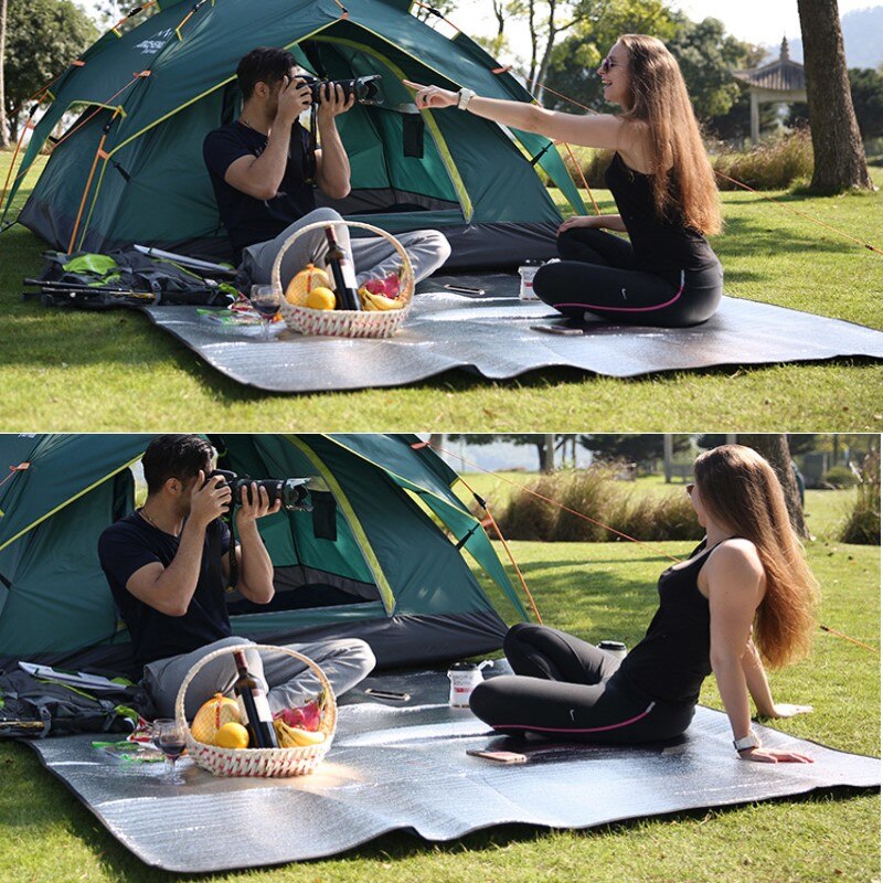 Alfombra impermeable ultraligera portátil para acampar, manta de pícnic plegable para exteriores, carpa, colchón para dormir, estera de suelo de espuma de aluminio