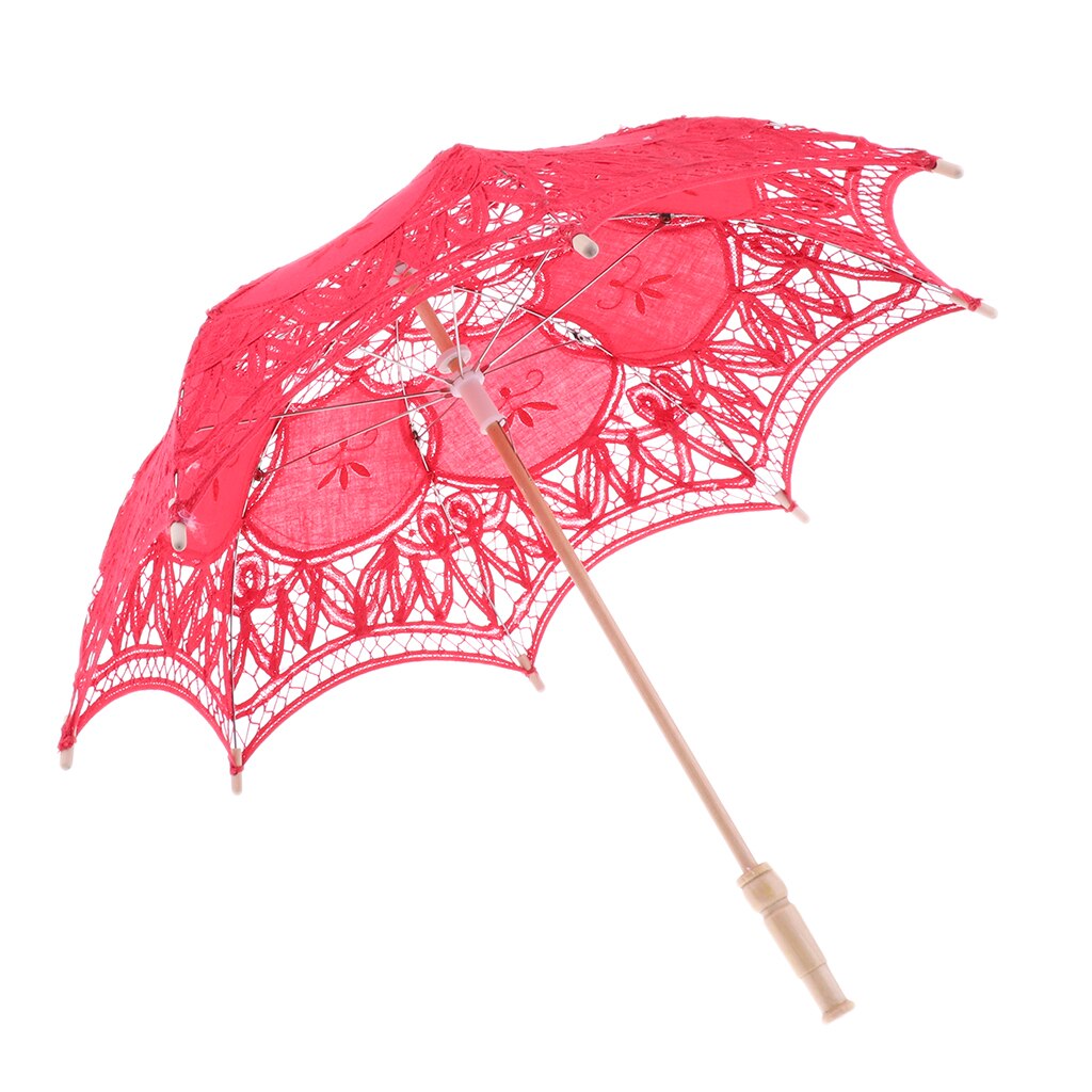 100% Handgemaakte Kant Parasol Parasol Wedding Bridal 23 Inch Kids Maat: Red