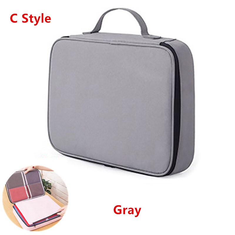 Bolsa de documentos de gran capacidad, Cartera de pasaporte de viaje, organizador de tarjetas, negocio de los hombres, paquete de almacenamiento impermeable, artículo de accesorios para el hogar: C Gray