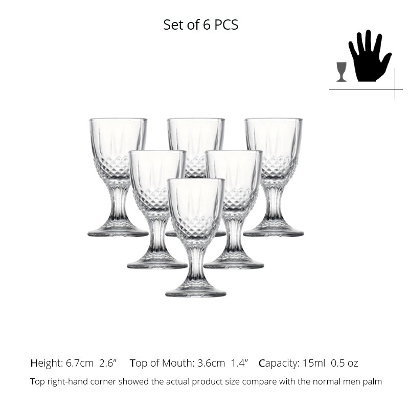 6 Pack Machine Made Lead Free Glass Shot Glasses Set for Vokda Liquor Baijiu Glass Friends Party Wedding Bar Tools: 15ML BJ103