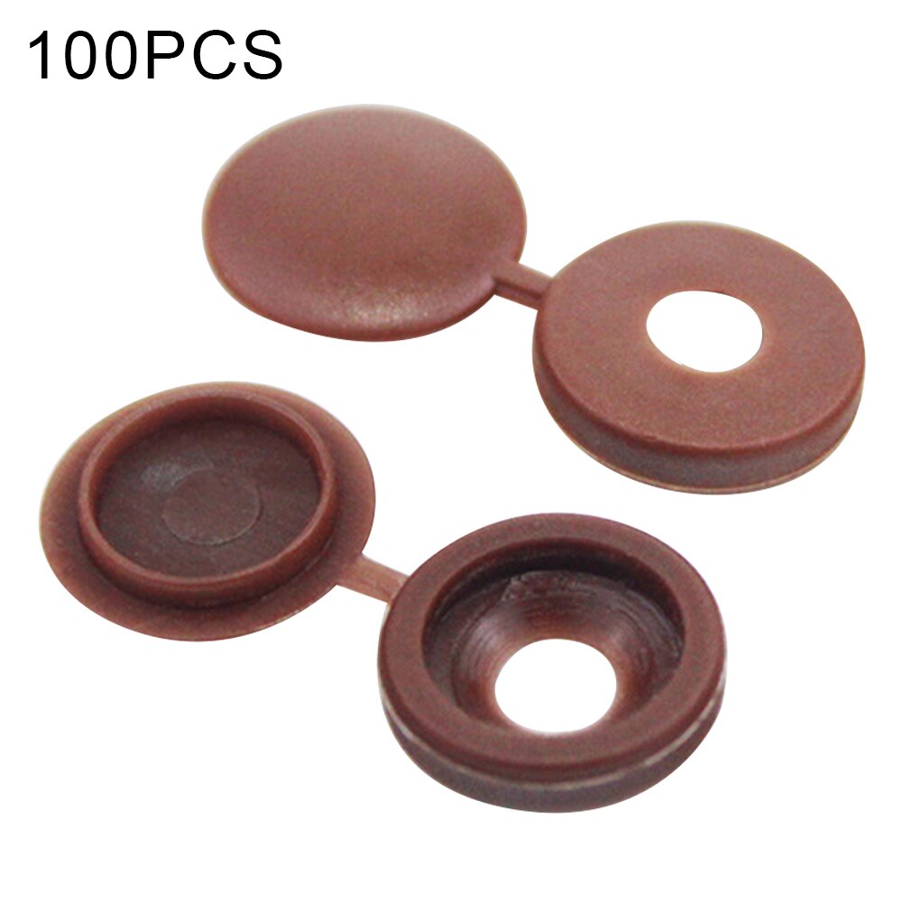 500/100Pcs Plastic Hinged Screw Cover Caps Washer Flip Tops Multiple Colour for Furniture Hardware FEA889: coffee / 1PCS