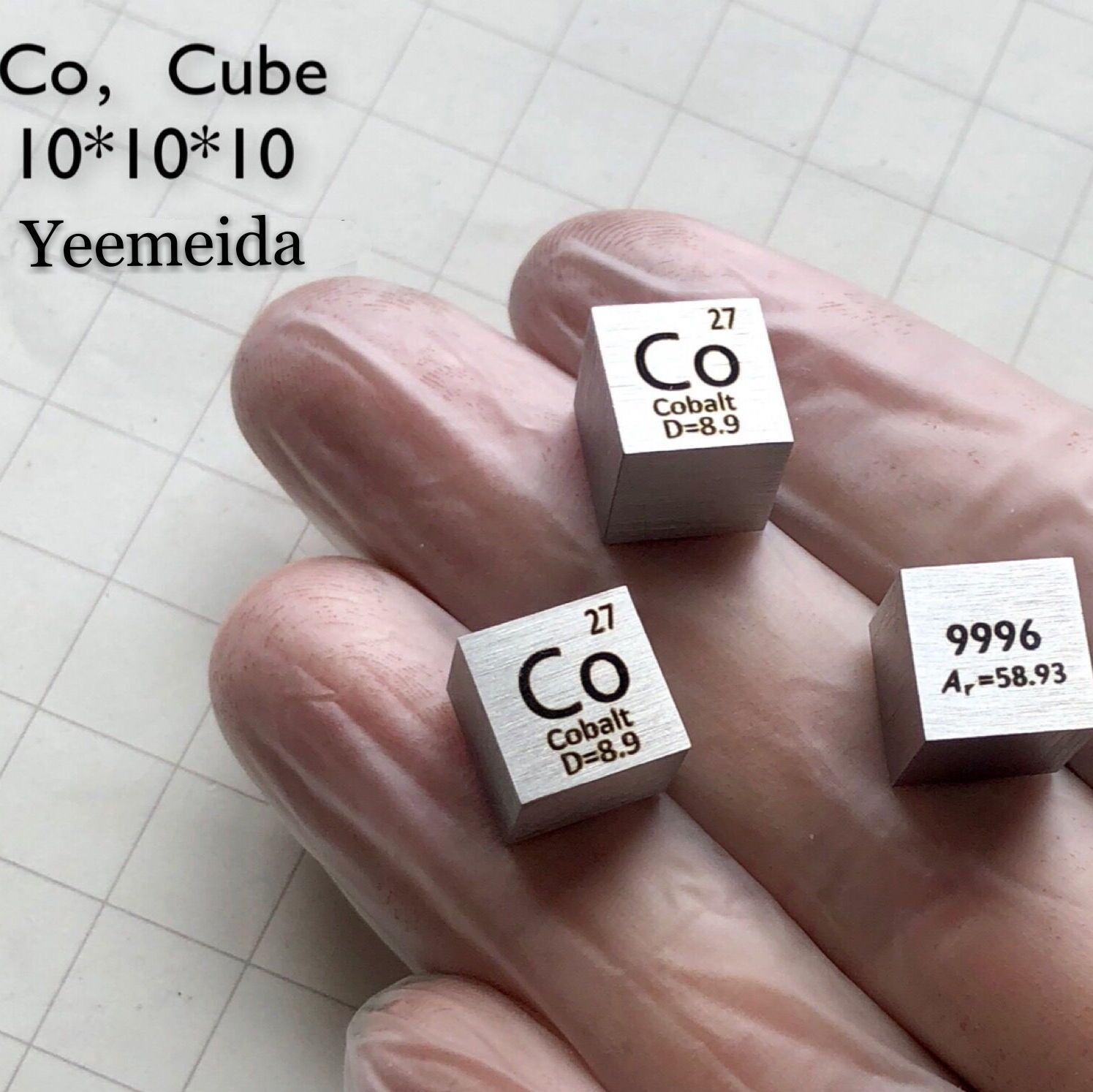 Element Cube Set 10mm Metal Density Cubes for Daily Metals Periodic Table Collection Iron Copper Lead Nickel Titanium Mg C: 1PCS Cobalt-Co