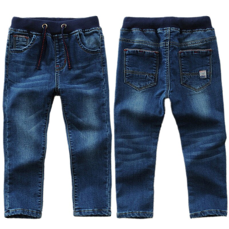 Pantalones vaqueros informales de algodón para niños, pantalón vaquero elástico para Primavera/otoño, 90-160 CM, Dwq927: 140