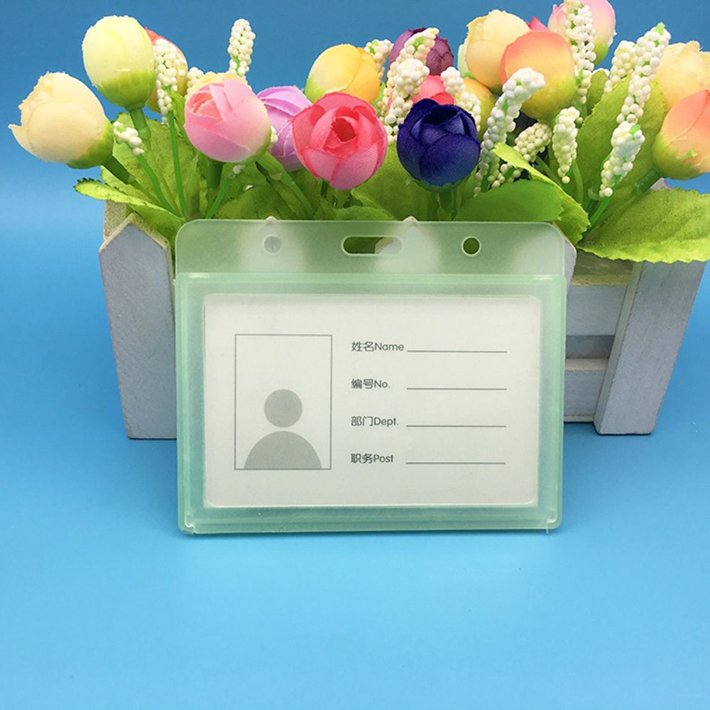 1PC Useful Hard Transparent Plastic ID Card Badge Holder Horizontal Employee Name Tag Accessories: green