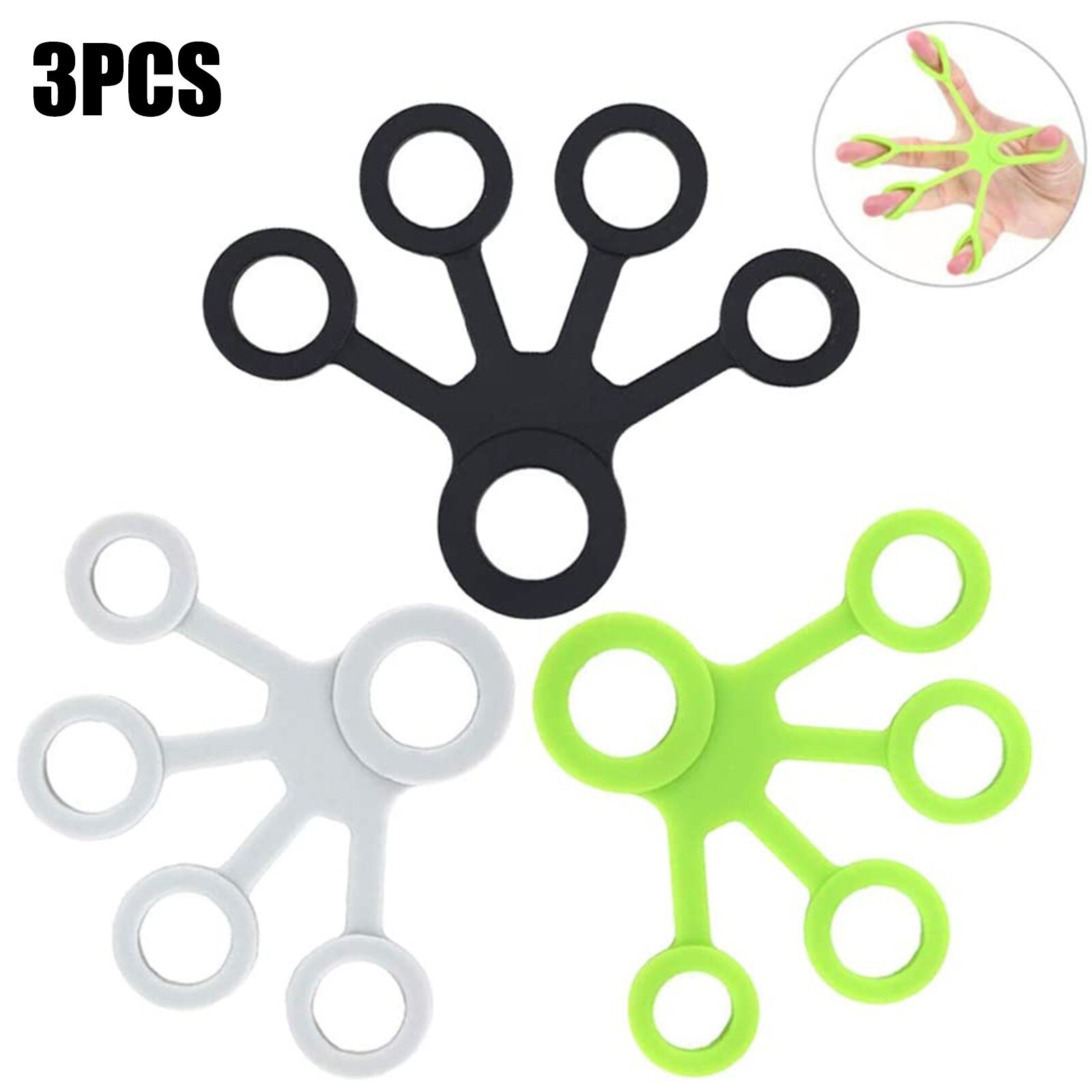 Autism Fidget Toys Sensory Toy Finger Grip Silicone Ring 3 Levels Finger Exerciser Sensory Toy Autismo Antistress Fidget Toy: 3pcs 