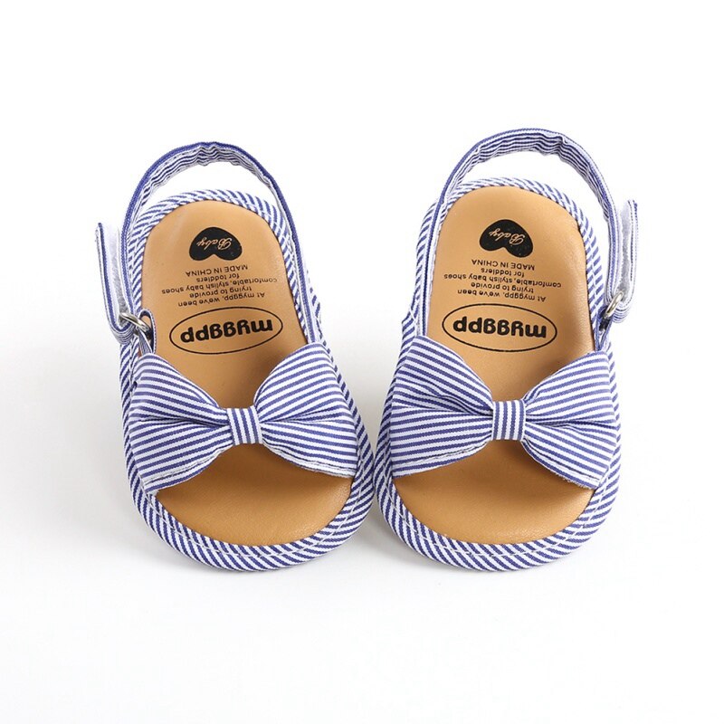 Sandalias de verano para niñas, zapatos antideslizantes transpirables a rayas con lazo bonito, sandalias para niños pequeños, zapatos de suela blanda 0-18 meses S13: L / 13-18 meses