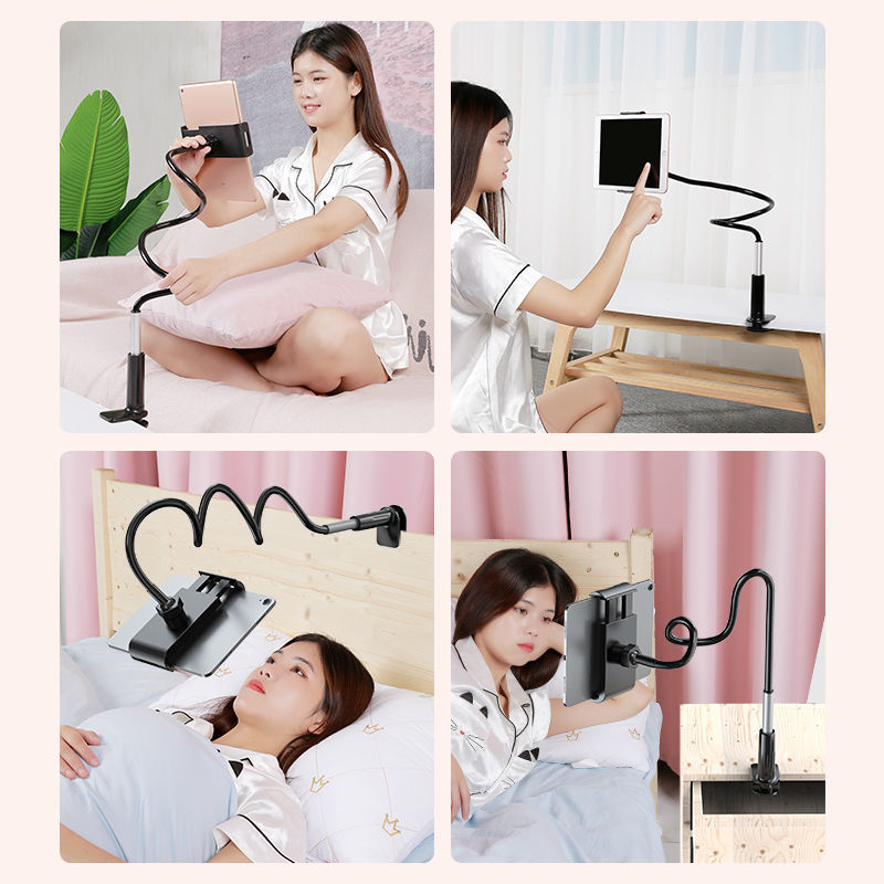 Mobiele telefoonhouder met clip, flexibele lange arm, zwanenhals, tabletbeugel en klem voor apparaten van 4-11 inch.