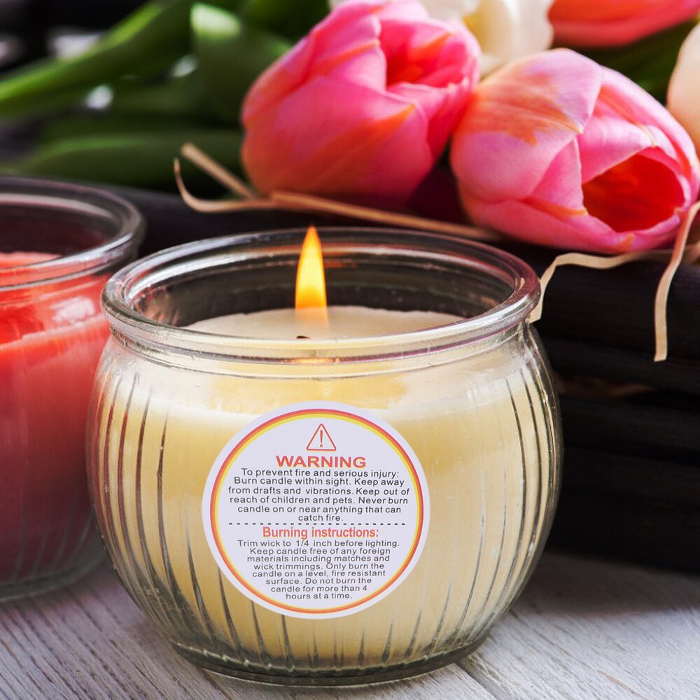 500Pcs Candle Warning Sticker Label Removable Safety Decals for Candle Jar