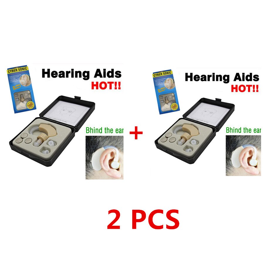 Hearing Aid Sound Voice Amplifier Adjustable Tone Mini Device for Elderly Deaf Hear Clear apparecchio acustico: two piece