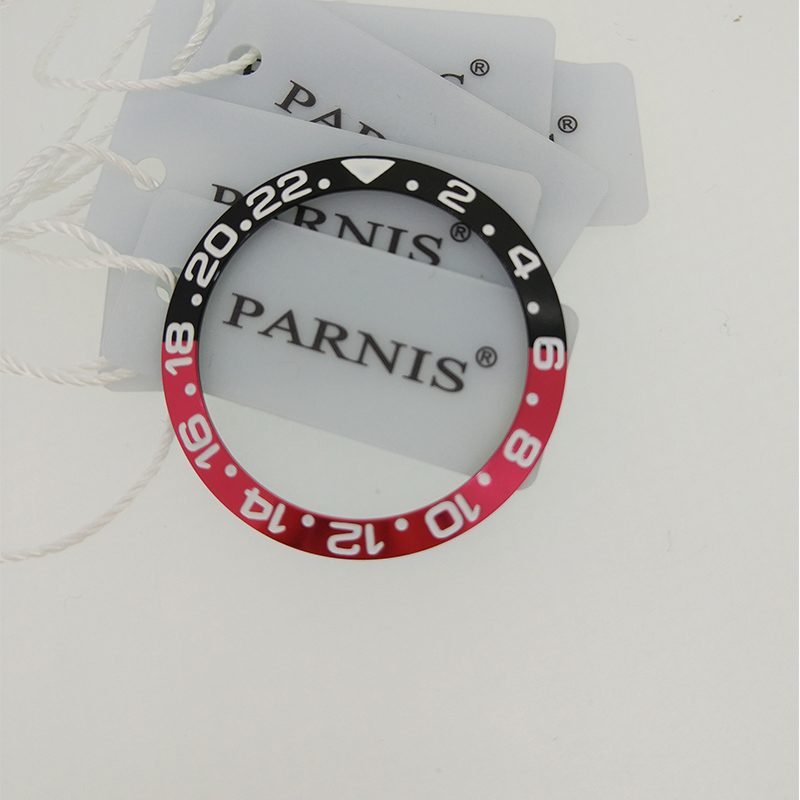 38mm Ceramic Bezel Insert for 40mm GMT Watch Oiginal aluminum Red &amp; Black Bezel Insert for Parnis Automatic Watch PA2105