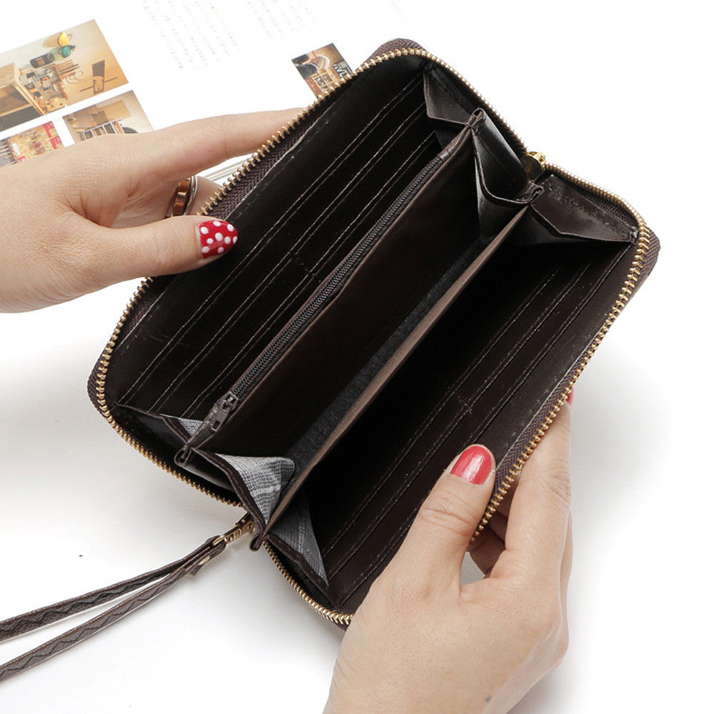 Women Purse Rose Flower Long Wallet Coin Bag Purse Double Zipper clutch phone purse women carteira feminina