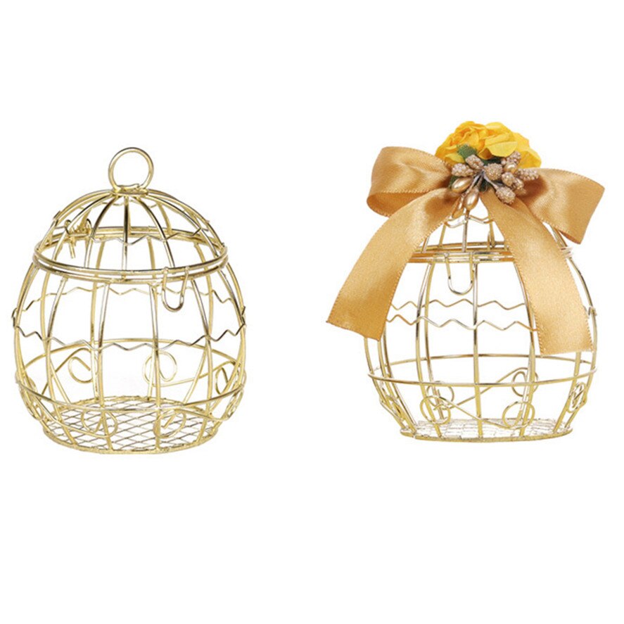 Wedding Decor Candy Box 1PC Gold Hollow Bird Cage Wedding Party Box Container Candy Chocolate Boxes Boxes 0516#30