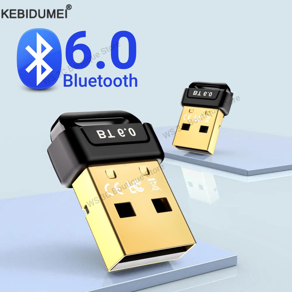 USB Bluetooth Adapter Bluetooth 6.0 5.4 Dongle Bluetooth Receiver & Transmitter for Bluetooth Keyboard/Mouse/Headphone/Speaker