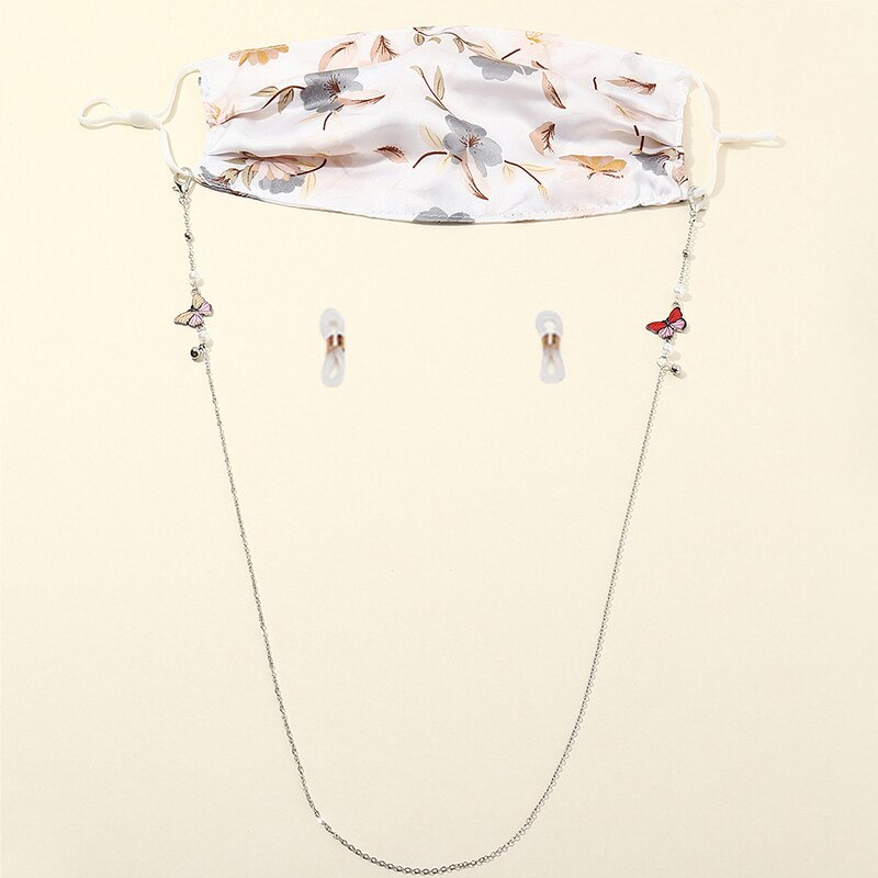 Handy & Convenient Safety Mask Rest Ear Holder Rope Beads Butterfly Rose Flower Neck Strap Mask Lanyard DIY Accessories 1PC: 4-only chains