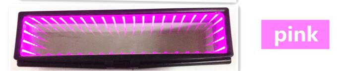 Car GALAXY REAR VIEW MIRROR LED CLIP-ON INFINITY 3D bottomless extends the abyss Rearview time tunnel Endless Infinite space: Pink